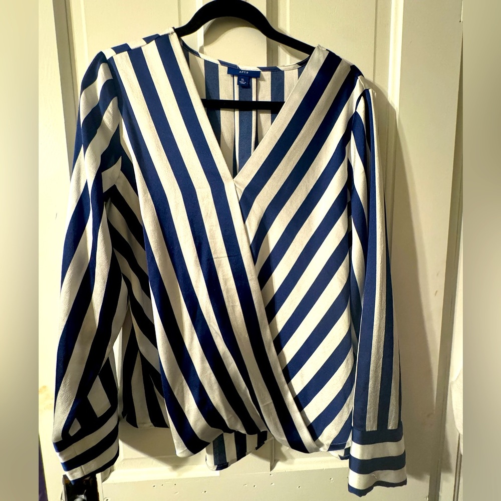 Blue and White Striped blouse